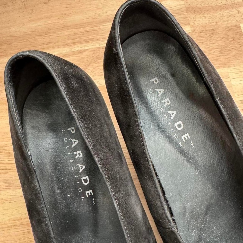90s black suede kitten heel size 7 genuine leather minimal ballet vintage - Picture 7 of 7